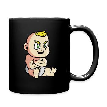 ANGRY MUSCLE BOY BABY , Muskel Baby - Tasse einfarbig - Schwarz - Rechts