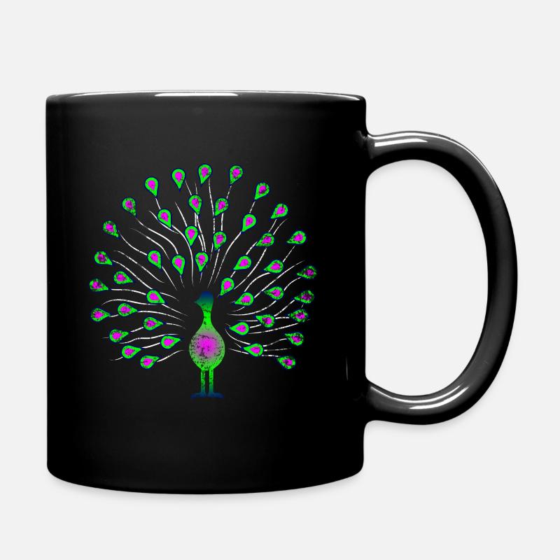 Pfau Tier - Tasse einfarbig - Schwarz