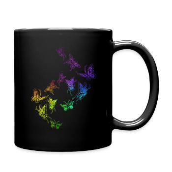 Schmetterling Schwarm Harmonie Regenbogen - Tasse einfarbig - Schwarz - Rechts