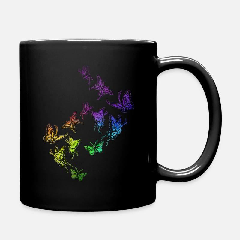 Schmetterling Schwarm Harmonie Regenbogen - Tasse einfarbig - Schwarz