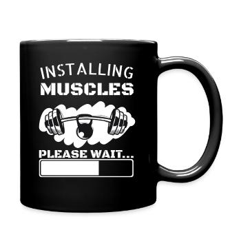 Installing Muscles Please Wait Fitness Geschenk - Tasse einfarbig - Schwarz - Rechts