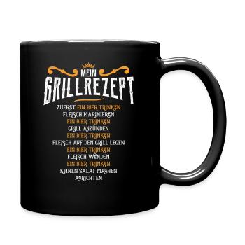 Mein Grillrezept Grillen BBQ und Bier trinken - Tasse einfarbig - Schwarz - Rechts
