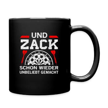 Darts Darten Dart Dartpfeil Dartboard · Und Zack - Tasse einfarbig - Schwarz - Rechts