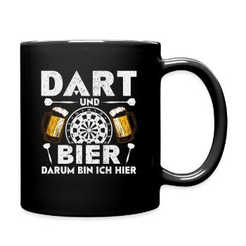Darts Darten · Dart und Bier darum sind wir hier - Tasse einfarbig - Schwarz - Rechts