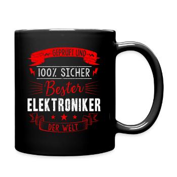Elektriker Elektroniker Elektronik · 100% Geprüft - Tasse einfarbig - Schwarz - Rechts