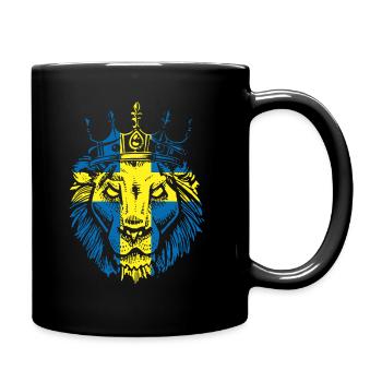 Drapeau de la Suède avec lion - Mug uni - noir - Droite