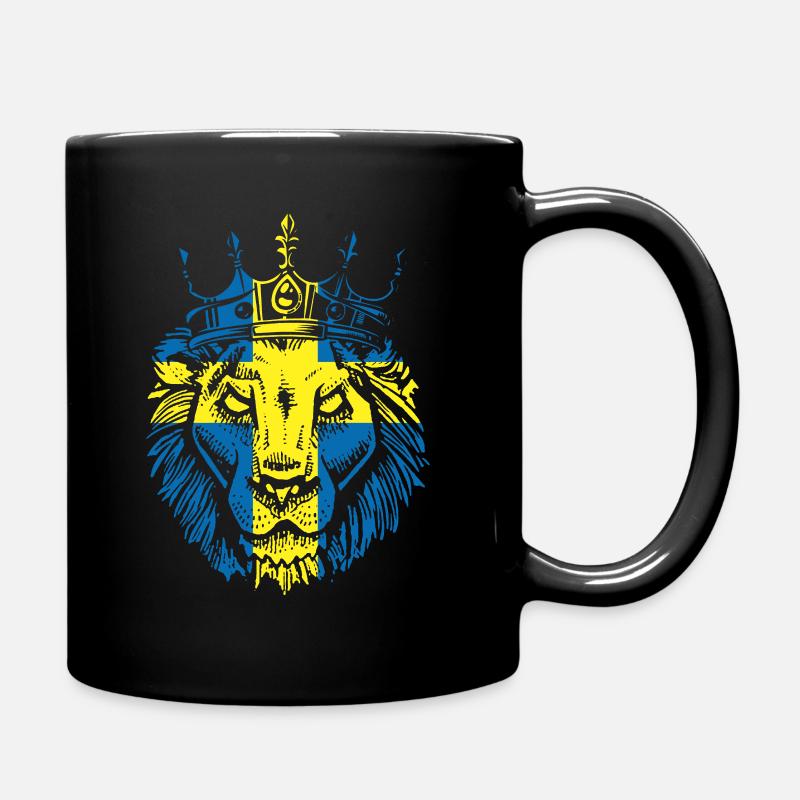 Schweden Flagge mit Löwe - Tasse einfarbig - Schwarz