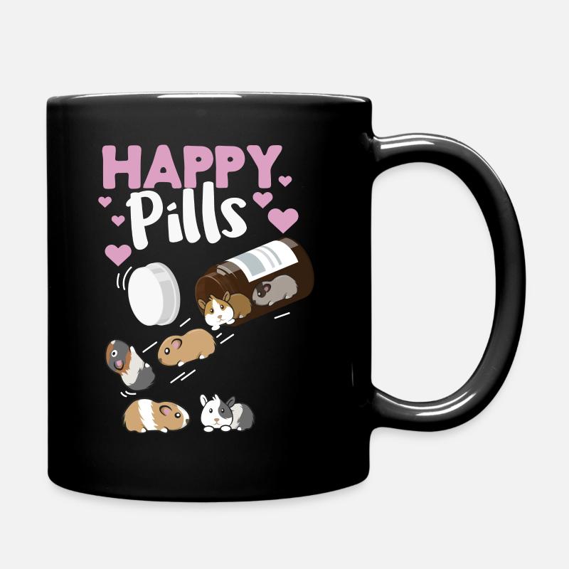 Tee-shirt Happy Pill Guinea Pig, graphique de cochon d'Inde - Mug uni - noir