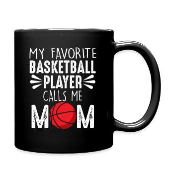 Mein Lieblingsspieler nennt mich Basketball Mama - Tasse einfarbig - Schwarz - Rechts