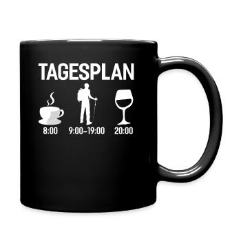 Wandern Berge Trecking Outdoor Hiking · Tagesplan - Tasse einfarbig - Schwarz - Rechts