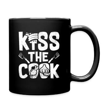 Baiser cuisine typographie Drôles Proverbes cadeau - Mug uni - noir - Droite