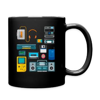 90s party outfit costume clothes cassette - Full Colour Mug - black - Right