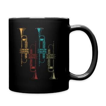 Trompete Retro Geschenk - Tasse einfarbig - Schwarz - Rechts