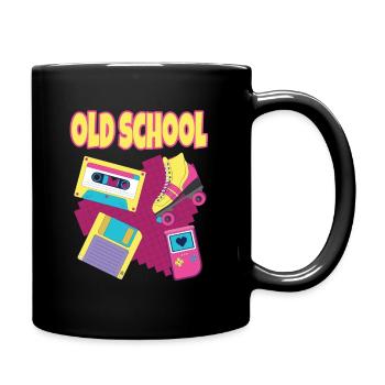 oldschool 90er Jahre Retro Geschenk - Tasse einfarbig - Schwarz - Rechts