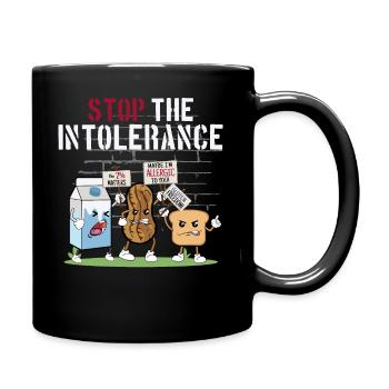 Food Allergies Joke Grafik - Stoppen Sie die Intoleranz - Tasse einfarbig - Schwarz - Rechts