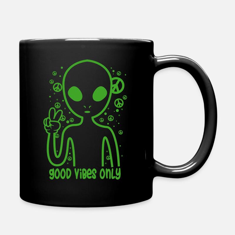 Alien Peace Peace Day - Full Colour Mug - black