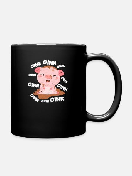 Schweinchen - Tasse einfarbig - Schwarz