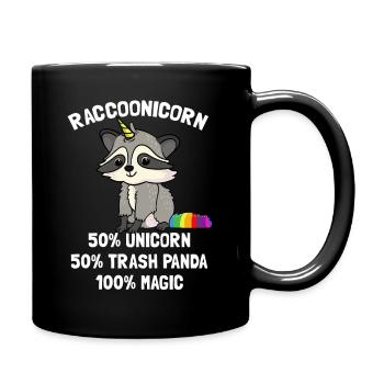 Waschbär Waschbären Einhorn Einhörner Geschenk - Tasse einfarbig - Schwarz - Rechts
