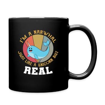Narwhal T-shirt I am a narwhal like a unicorn - Full Colour Mug - black - Right