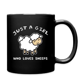 Just A Girl Who Loves Sheep graphic, Sheep Tee, - Full Colour Mug - black - Right