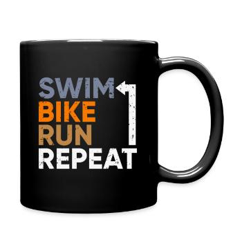 Triathlon Geschenkidee - Tasse einfarbig - Schwarz - Rechts