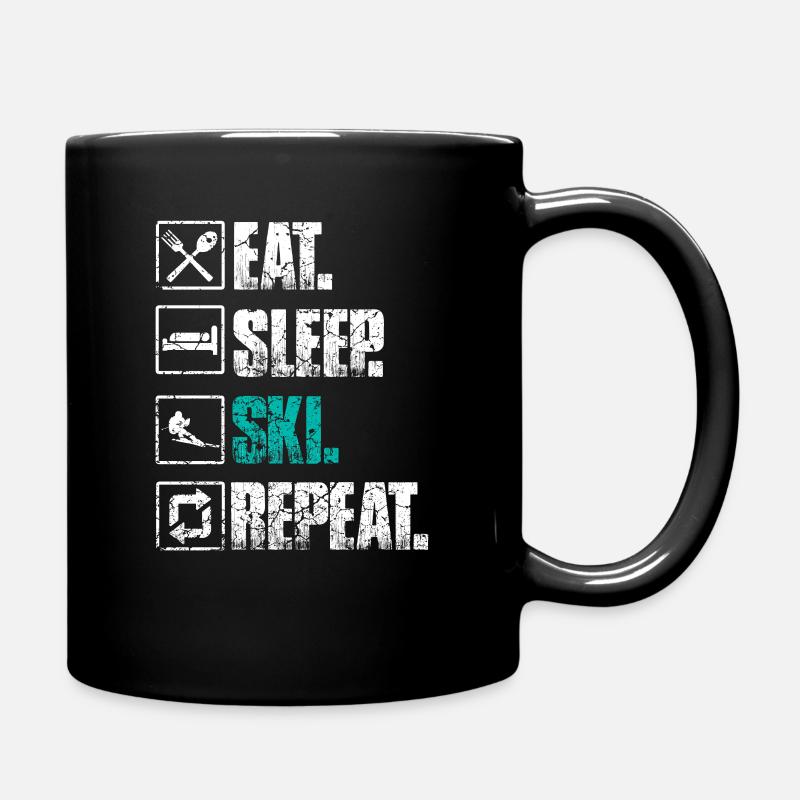 Eat Sleep Ski Repeat - Tasse einfarbig - Schwarz