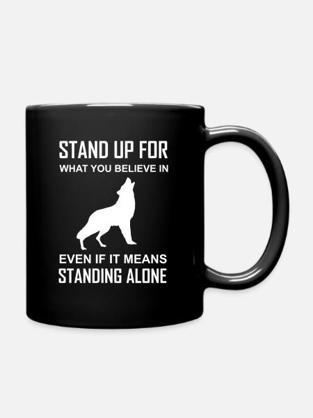 Indian, native american, stand up, wolf - Full Colour Mug - black