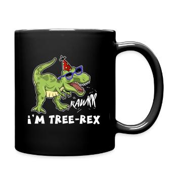 Dinosaur Birthday Tee, 3rd Birthday print, Three - Full Colour Mug - black - Right