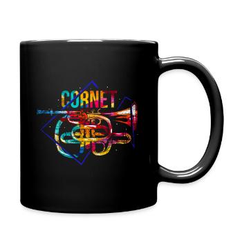 Kornett Polygon Geschenk - Tasse einfarbig - Schwarz - Rechts