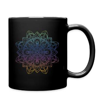 Mandala, Tee, Minimalist print, Yoga graphic, - Full Colour Mug - black - Right