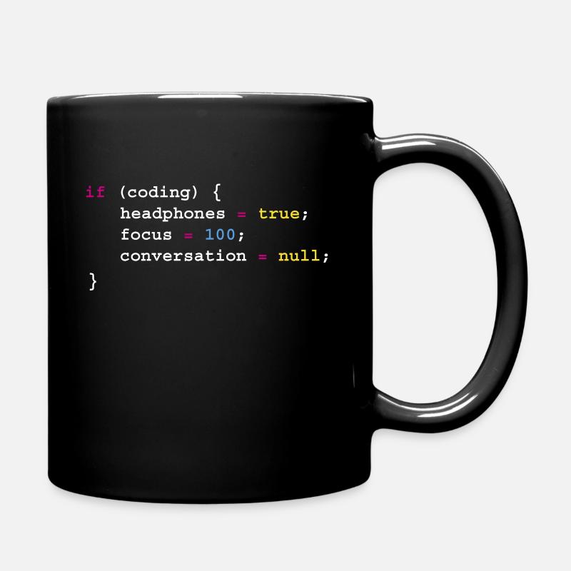 Programmierung Wenn Coding Headphones Tee, Programmierung - Tasse einfarbig - Schwarz