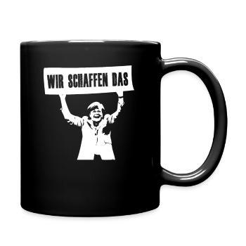 Merkel Wir schaffen das - Tasse einfarbig - Schwarz - Rechts