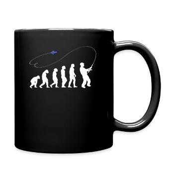 Evolution Fliegenfischen Angler angeln Geschenke - Tasse einfarbig - Schwarz - Rechts