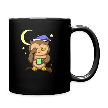 Kaffee Eule Nachteule - Tasse einfarbig - Schwarz - Rechts