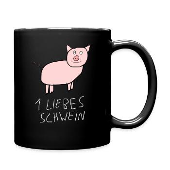 Liebes Schwein Lustig Humorvoll Albern - Tasse einfarbig - Schwarz - Rechts