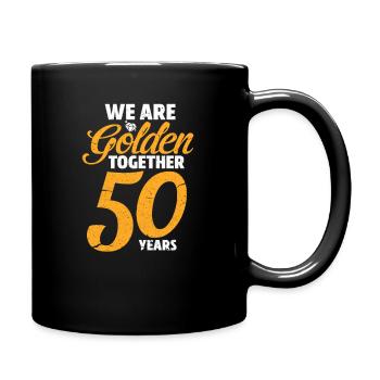 Goldene Hochzeit Hochzeitstag Hochzeitsjubiläum - Tasse einfarbig - Schwarz - Rechts