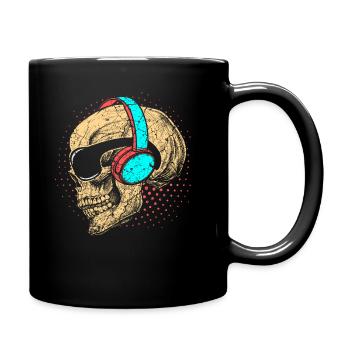 Musique Casques Skull Crâne - Mug uni - noir - Droite