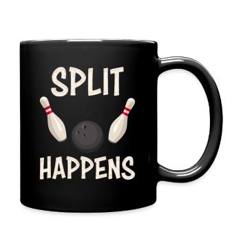Split happens! funny bowling t-shirt for bowlers - Full Colour Mug - black - Right