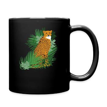 Dschungle Tier Gepard - Tasse einfarbig - Schwarz - Rechts