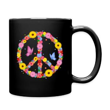 Hippie Flower Power Flowers Peace Sign Love - Full Colour Mug - black - Right