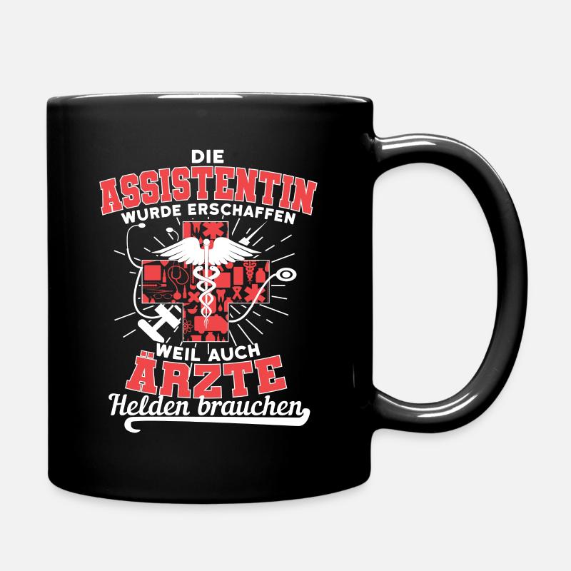 Assistentin Damen Shirt weil Ärzte auch Helden - Tasse einfarbig - Schwarz