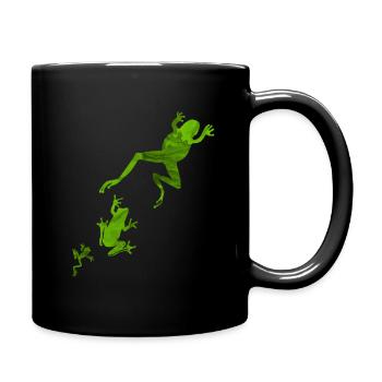 Frogs grüne Frösche springen - Tasse einfarbig - Schwarz - Rechts