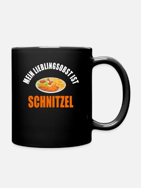 Lustiger Spruch Mein Lieblingsobst ist Schnitzel - Tasse einfarbig - Schwarz