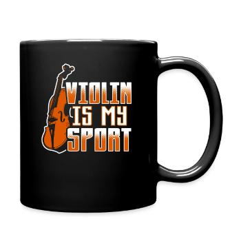 Lustiger Spruch mit Violine oder Geige - Tasse einfarbig - Schwarz - Rechts