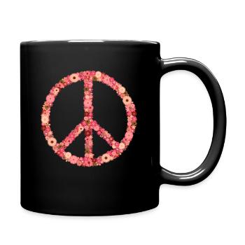 Hippie Peace Sign Flower Power Woodstock Idea - Full Colour Mug - black - Right