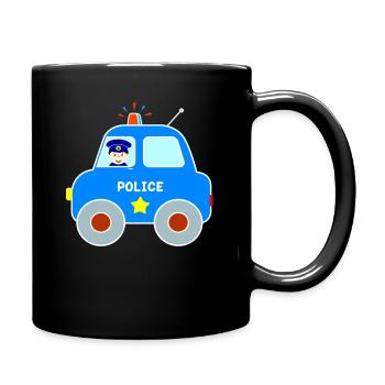 Polizeiauto Kinder - Tasse einfarbig - Schwarz - Rechts