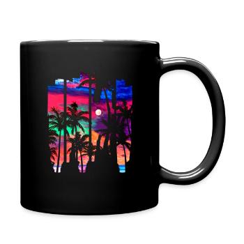 Beach Brush Strand Sonnenuntergang Palmen bunt - Tasse einfarbig - Schwarz - Rechts