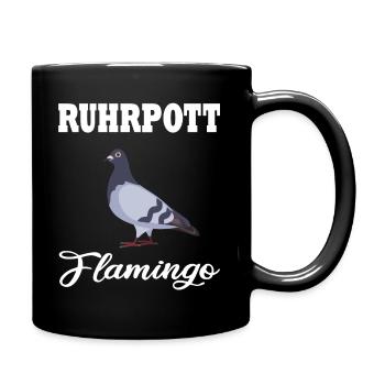 Ruhrpott Flamingo Fun Tauben - Tasse einfarbig - Schwarz - Rechts