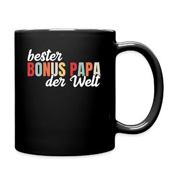 Bester Bonus Papa lustiges Geschenk - Tasse einfarbig - Schwarz - Rechts