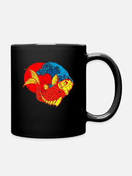 Koi Fish Japan Japanese Art - Full Colour Mug - black